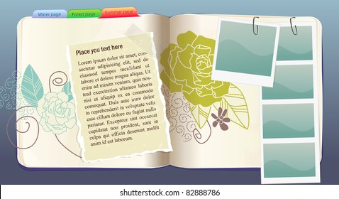 Vector Notebook with flower pattern in blue