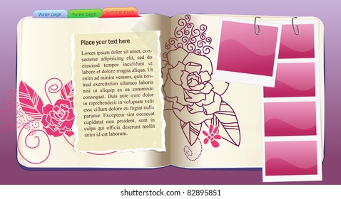 Vector Notebook with flower rose pattern