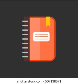 Vector notebook icon in flat style on dark