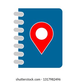 Vector notebook illustration with pin icon