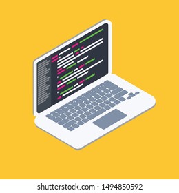 vector notebook laptop coding illustration