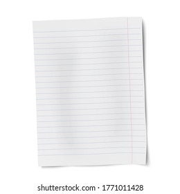 Vector notebook paper isolated on white background