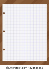 vector notebook paper over wooden background. Eps10