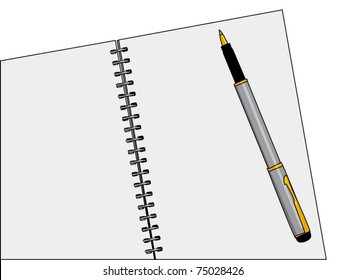 vector notebook and pen on a white background