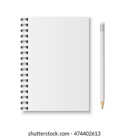 Vector notebook and pencil