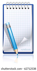 Vector notebook and pencil