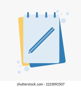 Vector Notebook and Pencil Icon. Cartoon minimal style.