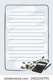 Vector Notebook Template for Business with Financial Elements