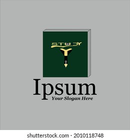 vector notebook, Y letter combination cover logo with pencil drawing