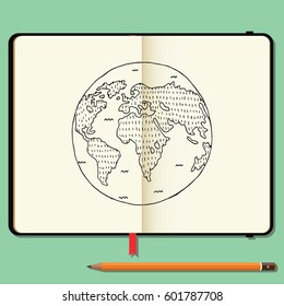 Vector Notebooks with Pencil and Hand Drawn Doodles. Health Day Concept. 