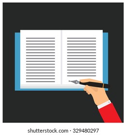 vector Notebooks pens hand and arm background smooth