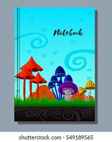  Vector notepad with drawing fairy mushrooms