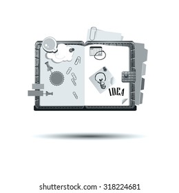 vector notepad, notebook, business symbol, idea, paper