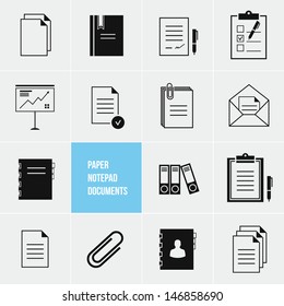 Vector Notepad Paper Documents Icons Set