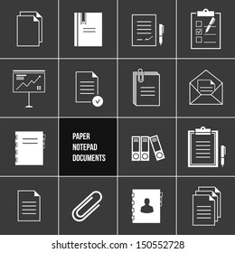 Vector Notepad Paper Documents Icons Set