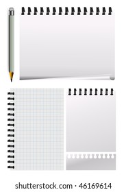 vector notepad paper with pencil
