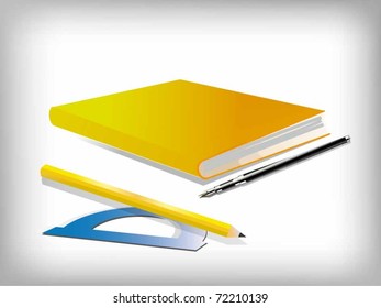 vector notepad with a pencil and ruler
