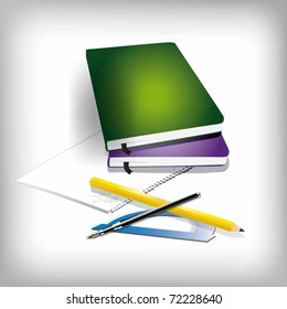 vector of a notepad with a pencil and ruler