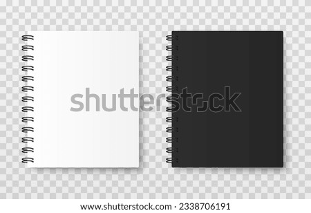 Vector notepads. White and black notepads png. Blank notepad mockup. School notebook, notepad for drawing png.