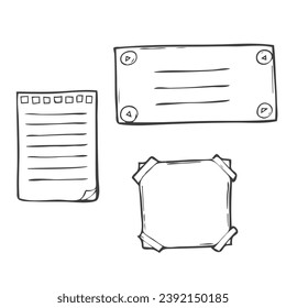 Vector notepapers, photoframes. Doodle vector illustration. Hand drawn vintage, modern set.