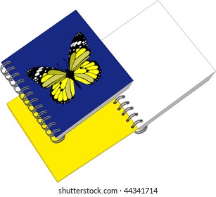 Vector. Notes with butterfly in color 05
