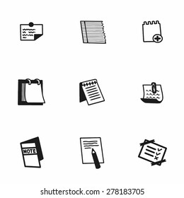 Vector notes icon set on white background