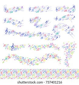 Vector notes music melody colorfull musician symbols melody text writting symphony