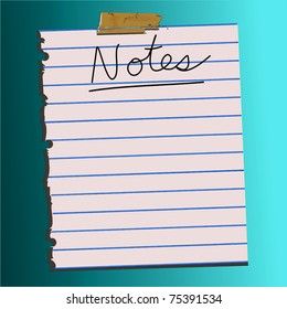 Vector Notes On Lined Blank Paper