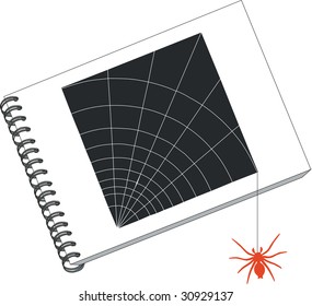 Vector. notes with spider in color 03