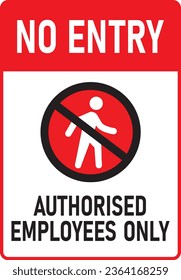Vector notice board no entry authorized employees only