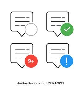 Vector notification icon in flat style. Messege simple illustration. Sms concept.