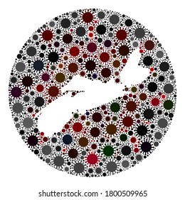 Vector Nova Scotia Province map collage of flu virus. Infection attacks the lockdown territory from external zone. Hole round Nova Scotia Province map collage designed with infection items.