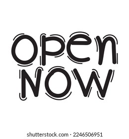 Vector Now open, hand-drawn lettering illustration on white background.