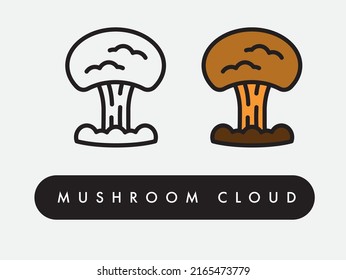 Vector Nuclear Explosion Mushroom Cloud Icon Illustration