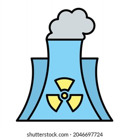 Diseño del icono de contorno de vectores con relleno nuclear
