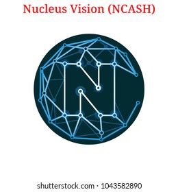 Vector Nucleus Vision (NCASH) Digital Cryptocurrency Logo. Nucleus Vision (NCASH) Icon. Vector Illustration Isolated On White Background.