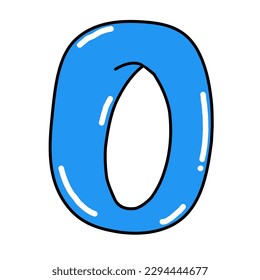 vector number 0 countdown zero style cartoon kids or comic blue colour