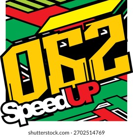 Vector number 062 colorful simple, abstract line background.