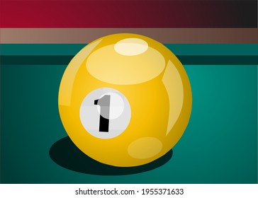 Vector number 1 billiard ball in yellow color