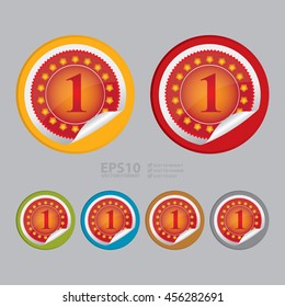 Vector : Number 1 Infographics Icon on Circle Peeling Sticker 