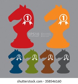 Vector : Number 1 Knight, Horse, Chess Infographics Flat Icon, Sign 