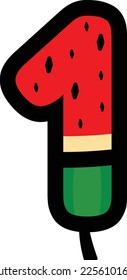 vector number 1 with watermelon fruit concept