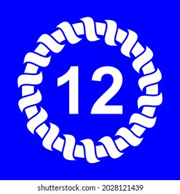 vector number 12 design element, with circle and rope illustration