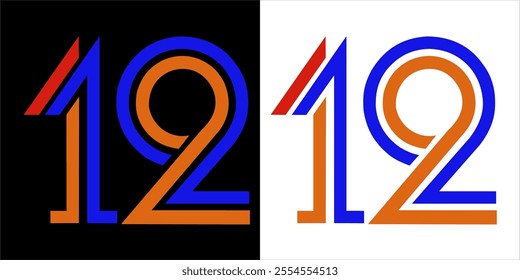 Vector number 12 suitable for promotional days