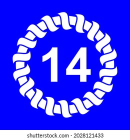 vector number 14 design element, with circle and rope illustration