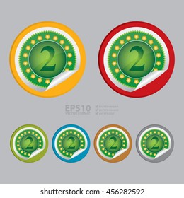 Vector : Number 2 Infographics Icon on Circle Peeling Sticker