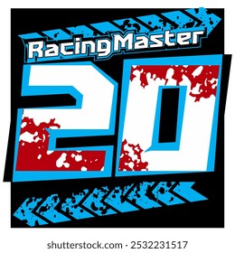 Vector number 20 and RACING MASTER text, racing design.