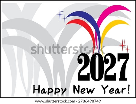 Vector number 2027, simple happy new year text, celebration concept.