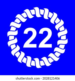 vector number 22 design element, with circle and rope illustration