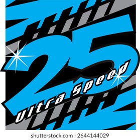 Vector number 25 blue, ultra speed text.